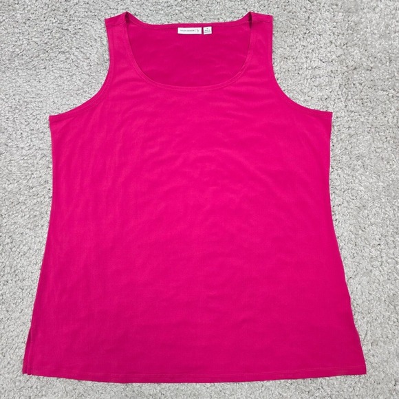 Susan Graver Top Women 1X Pink Liquid Knit Stretch Office Minimalist Casual Tank - Picture 1 of 8